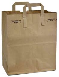 KRAFT PAPER BAG FLAT HANDLE 12 X 7 X 14 150/CS