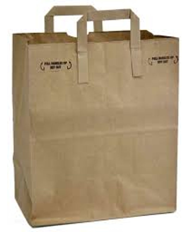 KRAFT PAPER BAG FLAT HANDLE 12 X 7 X 14 150/CS