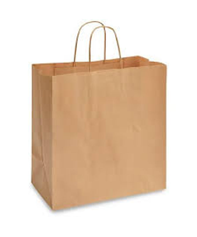 KRAFT PAPER BAG WITH HANDLE 12 X 7 X 14 250/CS