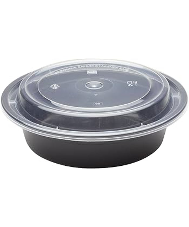 CONTAINER PLAST 32 OZ. BLK W/CLEAR LID 150/CS.
