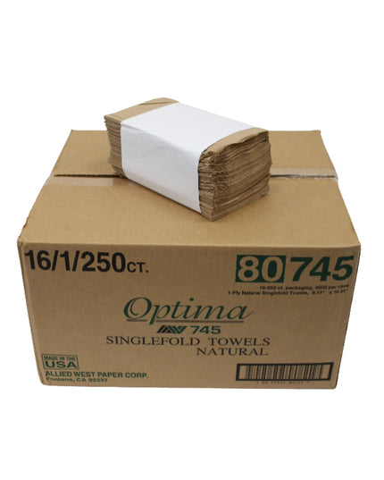 TOWEL SINGLE-FOLD NATURAL INDIVIDUAL 4000/CS.