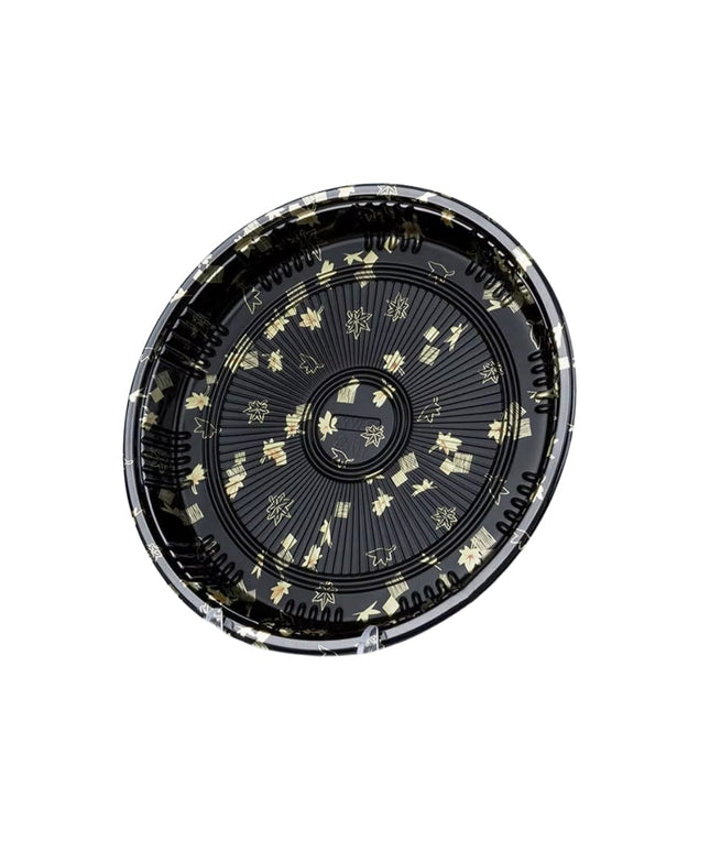 15" ROUND BLACK SUSHI TRAY COMBO W/FLOWER 100/CS