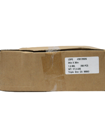 24 X 36 LD CLEAR POLY BAG 200/CS.