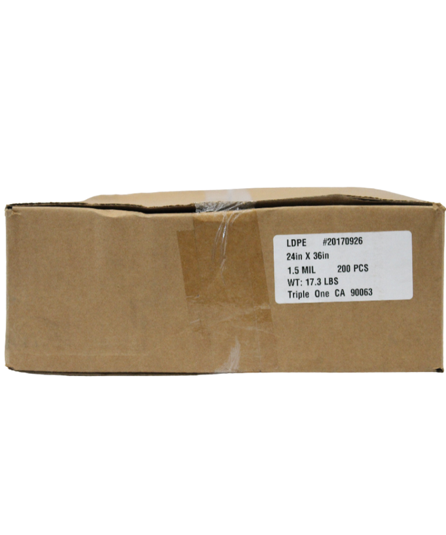 24 X 36 LD CLEAR POLY BAG 200/CS.