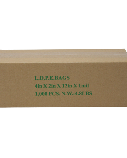 4 X 2 X 12 L.D. CLEAR BAG 1.25 MIL 1000/CS.
