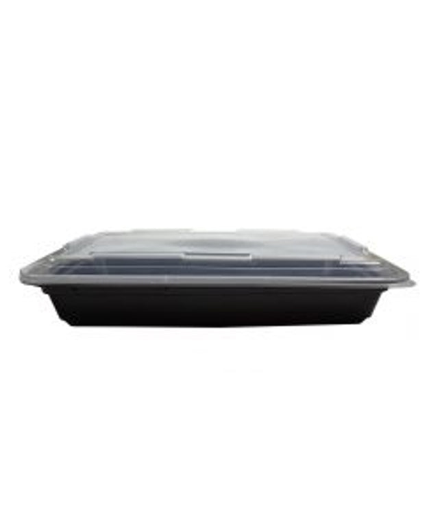 9 X 9 1 COMPARTMENT PP CONTAINER BLACK BASE CLEAR TOP 150/CS
