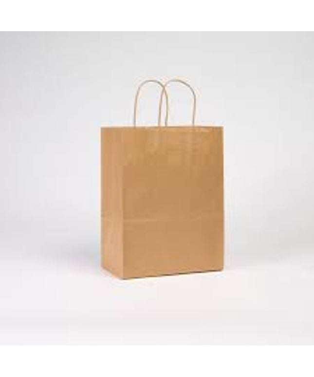 KRAFT PAPER BAG WITH HANDLE 8.66 X 4.75 X 10.75 250/CS