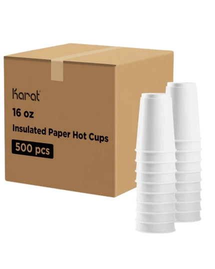 KARAT WHITE INSULATED PAPER HOT CUP 16 OZ 500/CS.