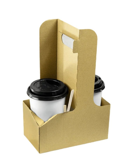 2-CUP KRAFT CUP CARRIER W/HANDLE 10-32 OZ 250/CS