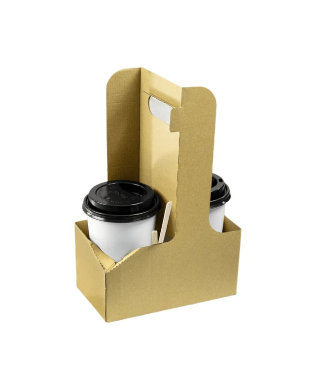 2-CUP KRAFT CUP CARRIER W/HANDLE 10-32 OZ 250/CS