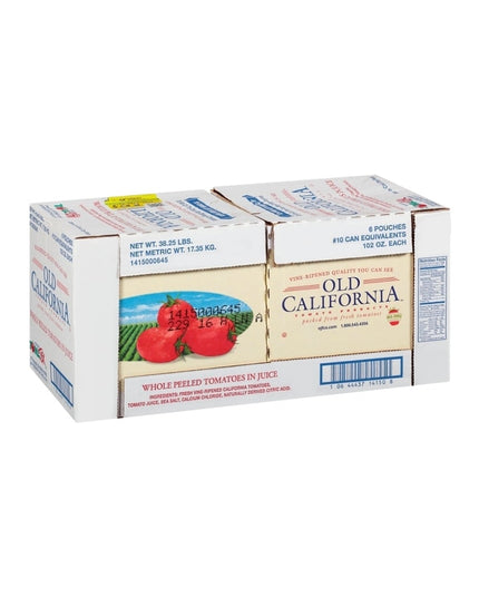 OLD CALIFORNIA WHOLE PEELED TOMATO POUCH 6/102 OZ