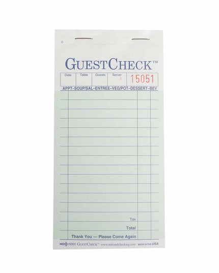 GUEST CHECK  CARBON GREEN 2-PART 2500/CS.