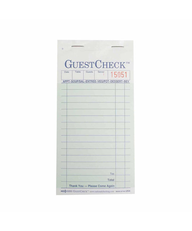 GUEST CHECK  CARBON GREEN 2-PART 2500/CS.