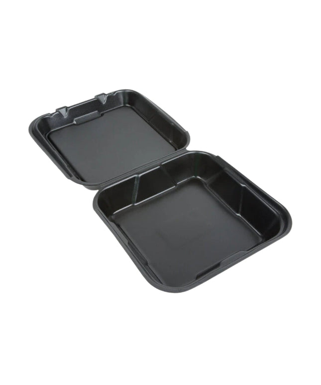 9 INCH BLACK CONTAINER FOAM HINGED 1 COMP. 200/CS