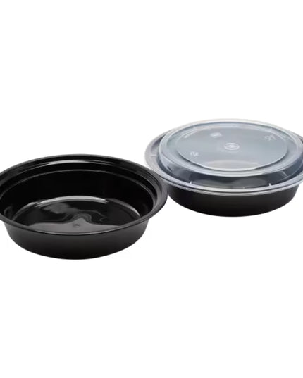 24 OZ MICROWAVEABLE BLACK BOWL W/CLR LID 150/SET