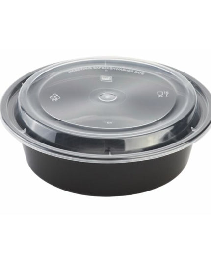 ROUND BLACK CONTAINER W/CLEAR LID COMBO PACK 32 OZ 150/CS