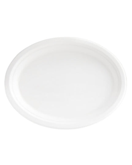 PLATE OVAL COMPOSTABLE BAGASSE 12.5'' X 10'' 500/CS.
