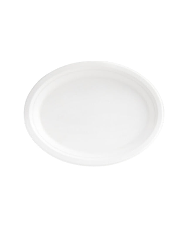 PLATE OVAL COMPOSTABLE BAGASSE 12.5'' X 10'' 500/CS.