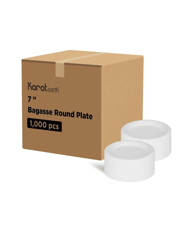 PLATE ROUND COMPOSTABLE BAGASSE 7'' 1000/CS.