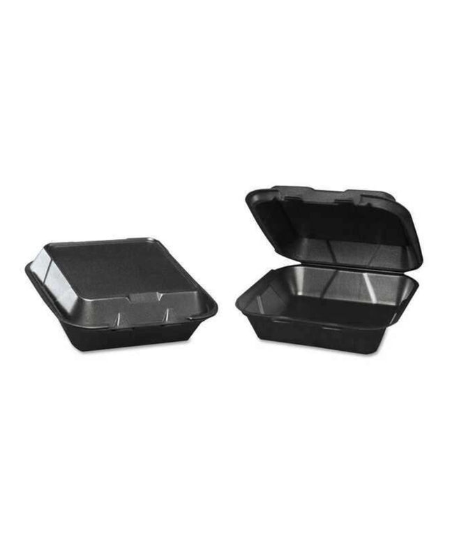 8 IN CONTAINER FOAM HINGED BLACK 1 COMP. 200/CS.