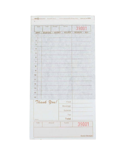 GUEST CHECK  CARBON 2-PART TAN 50/40 2000/CS.