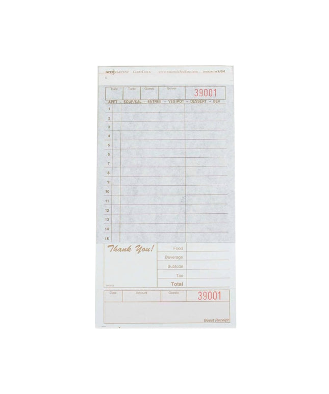 GUEST CHECK  CARBON 2-PART TAN 50/40 2000/CS.