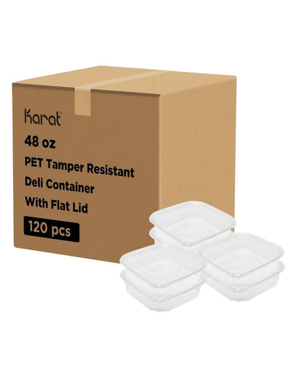 48 OZ PET TAMPER RESISTANT CONTAINER W/FLAT LID 120/SET.