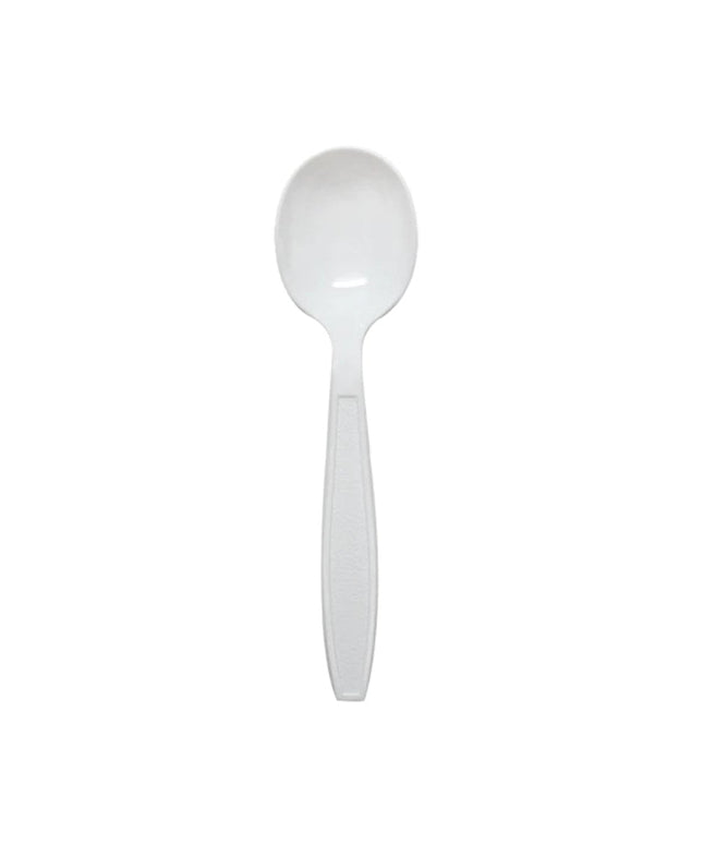 CUTLERY WRAPPED SOUP SPOON HVY DTY WHITE 1000/CS