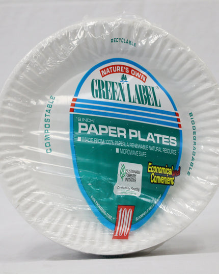 PLATE PAPER 9'' WHITE 12/100 PCS.