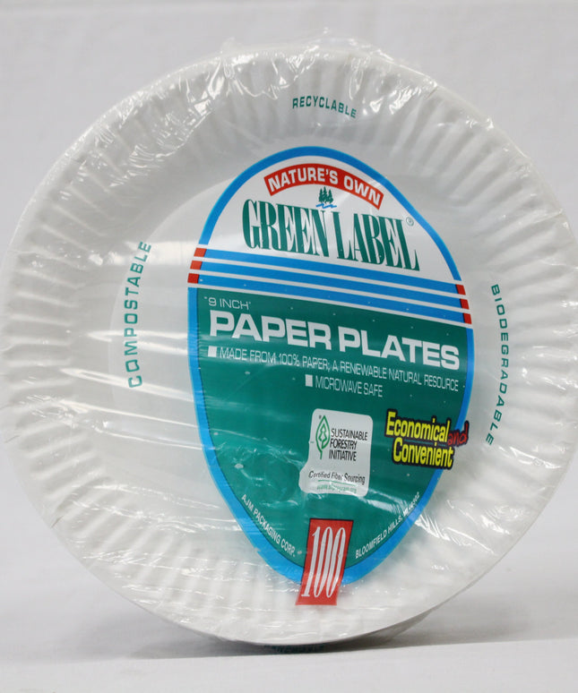 PLATE PAPER 9'' WHITE 12/100 PCS.