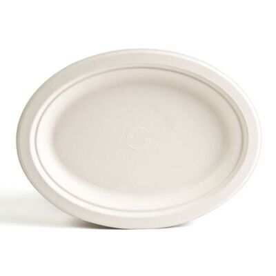 SUGARCANE WHITE OVAL PLATE 7.5" X 10" 500/CS