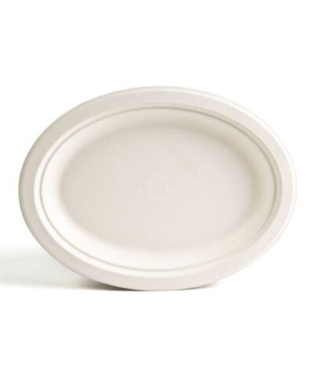 SUGARCANE WHITE OVAL PLATE 7.5" X 10" 500/CS